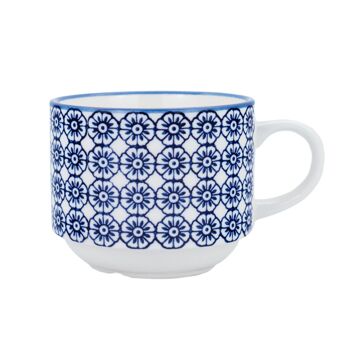 Tasse empilable en porcelaine à motifs Nicola Spring - Fleur bleue 1