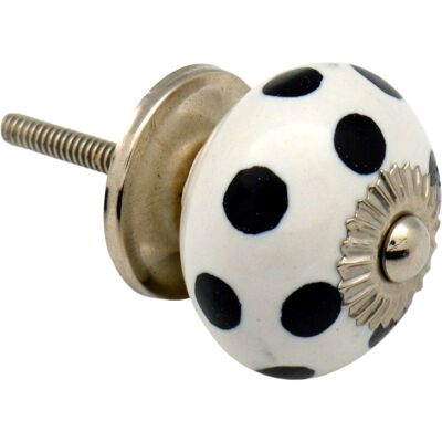 Nicola Spring Ceramic Polka Dot Door Knob and Handle - White and Black