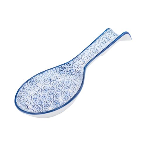 Nicola Spring Porcelain Cooking Spoon and Utensil Rest - Blue Flower