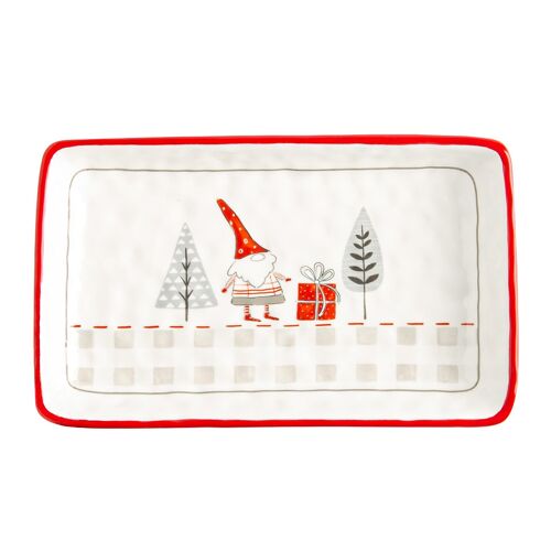 Nicola Spring Rectangular Christmas Serving Platter - 25cm - Patchwork