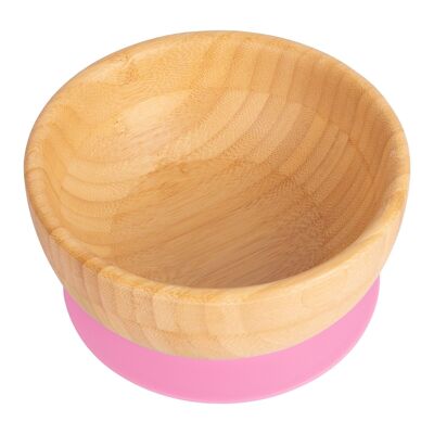 Tiny Dining Children's Bamboo Bowl with Suction Cup - Pink