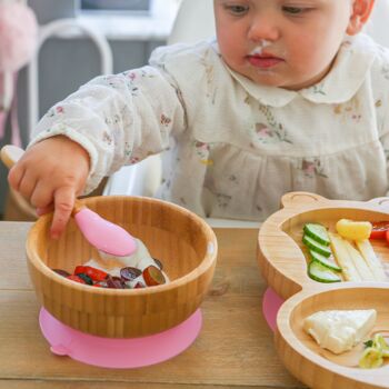 Bol en Bambou pour Enfant avec Ventouse Tiny Dining - Rose 4