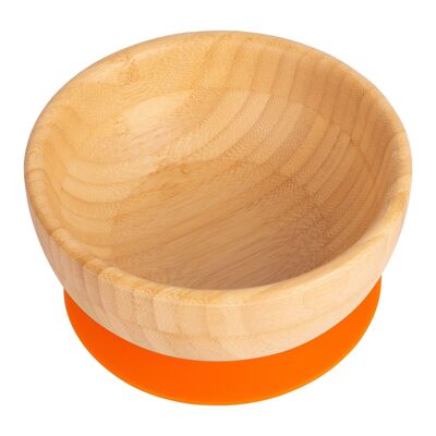 Tiny Dining Children's Bamboo Bowl with Suction Cup - Orange