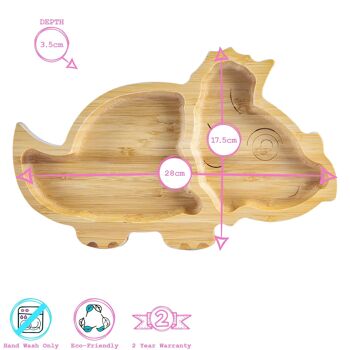 Tiny Dining Assiette, Bol et Cuillère Dinosaure en Bambou pour Enfant avec Ventouses - Rouge 6