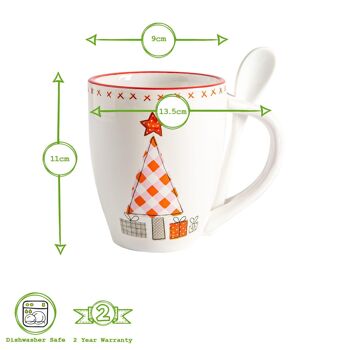 Nicola Spring Ensemble tasse et cuillère de Noël 2 pièces - 13 cm - Patchwork 4