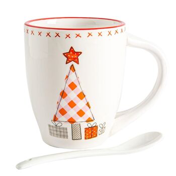 Nicola Spring Ensemble tasse et cuillère de Noël 2 pièces - 13 cm - Patchwork 6