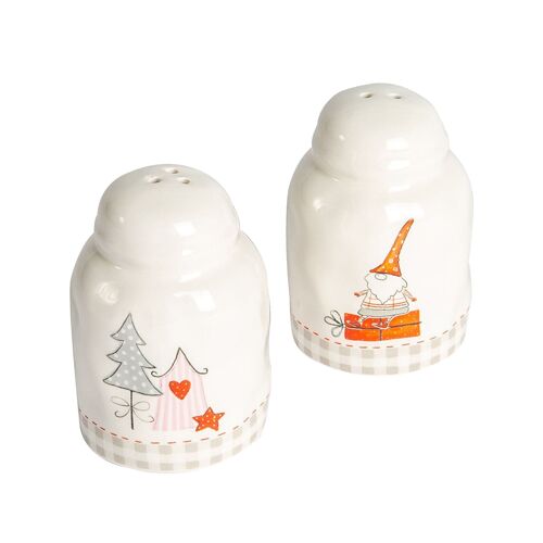 Nicola Spring 2 Piece Christmas Salt and Pepper Shakers Set - 22.5cm - Patchwork