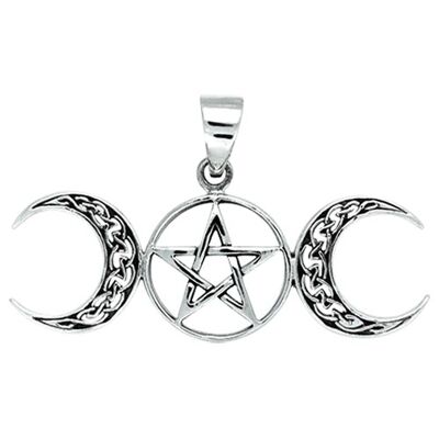 Pendentif Pentagramme Triple Lune Celtique