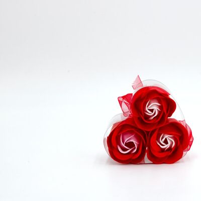 SOAP FLOWERS X3 RED
