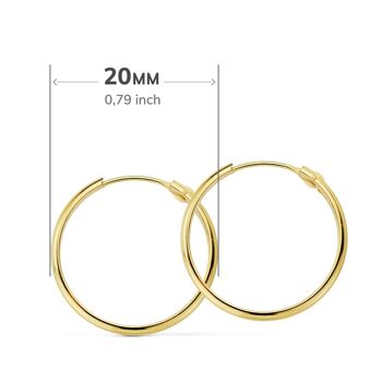 CERCLE LUMINEUX LISSE DEMI-ROND OR JAUNE 18K 20X2 MM 3