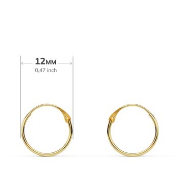 CERCLE LUMINEUX ROND LISSE OR JAUNE 18K 12X1 MM 3