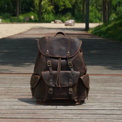 Military Style Leather Backpack
