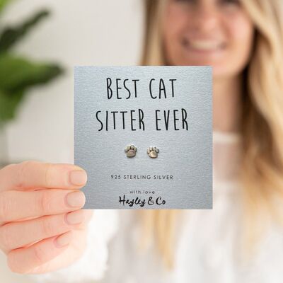 I migliori orecchini con stampa di zampa in argento sterling di Cat Sitter