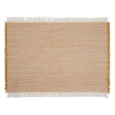 BEIGE-MUSTARD FRINGED TABLECLOTH TS601172