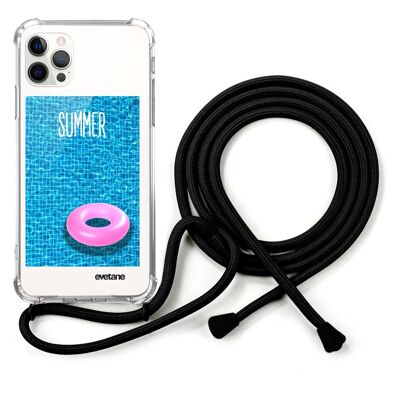 Funda con cordón negro para iPhone 12/12 Pro - horario de verano