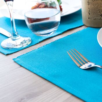Napperon de table à manger en coton côtelé Nicola Spring - Bleu 4