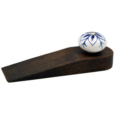 Nicola Spring Traditional Vintage Wooden Door Stop - Blue Design