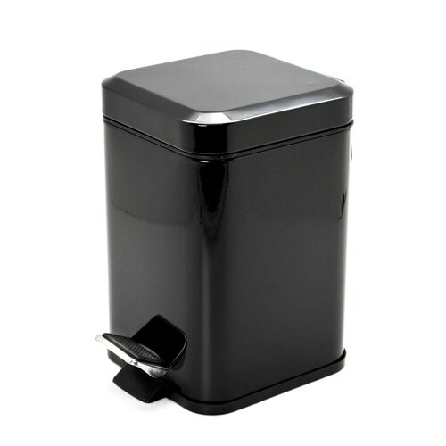 Harbour Housewares Square Steel Bathroom Pedal Bin - 3 Litres - Black