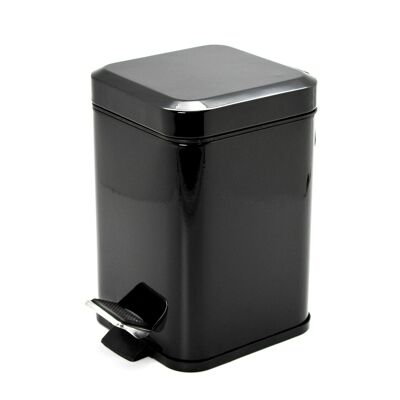 Poubelle à pédale carrée en acier pour salle de bain Harbor Housewares - 3 litres - Noir