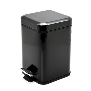 Poubelle à pédale carrée en acier pour salle de bain Harbor Housewares - 3 litres - Noir 1