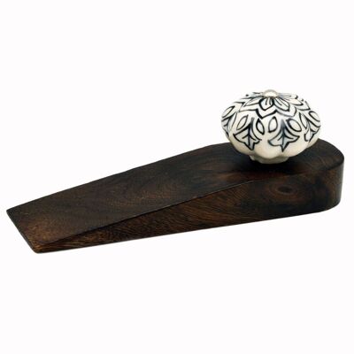 Nicola Spring Traditional Vintage Wooden Door Stop - Flower Design