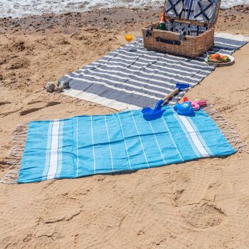 Nicola Spring Serviette de plage en coton turc 100 x 60 cm - Bleu 2