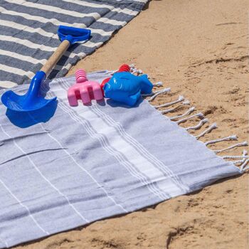 Nicola Spring Serviette de plage en coton turc 100 x 60 cm - Gris 3