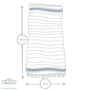 Nicola Spring Serviette de plage en coton turc 100 x 60 cm - Gris 6