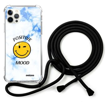 Coque cordon iPhone 12/12 Pro avec cordon noir - Positive mood 1