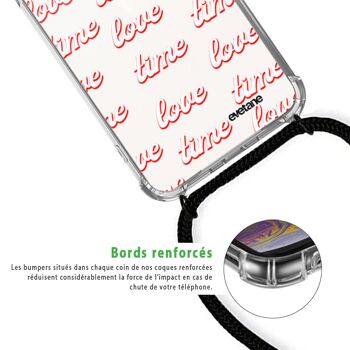 Coque cordon iPhone 12/12 Pro avec cordon noir - Love Time 4