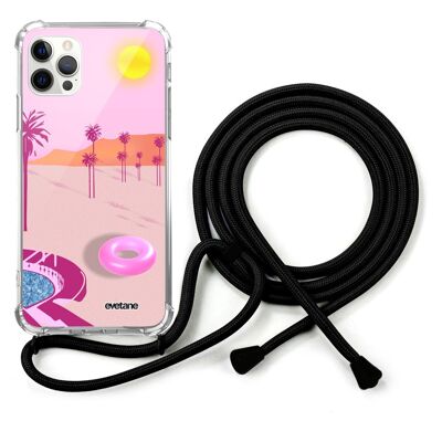 IPhone 12/12 Pro cord case with black cord - Desert Dream