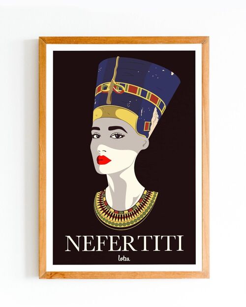 Affiche Néfertiti - Reine Égyptienne | Poster Vintage Minimaliste | Affiche de Voyage | Travel Poster | Déco intérieure