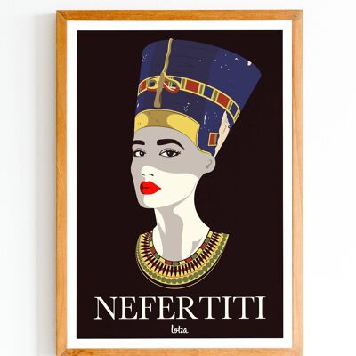 Affiche Néfertiti - Reine Égyptienne | Poster Vintage Minimaliste | Affiche de Voyage | Travel Poster | Déco intérieure