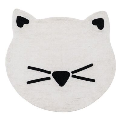 TAPIS CHAT COTON BLANC-NOIR TS608550