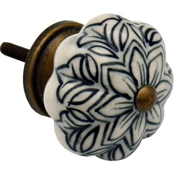 Bouton et poignée de porte en forme de fleur vintage en céramique de Nicola Spring - Noir