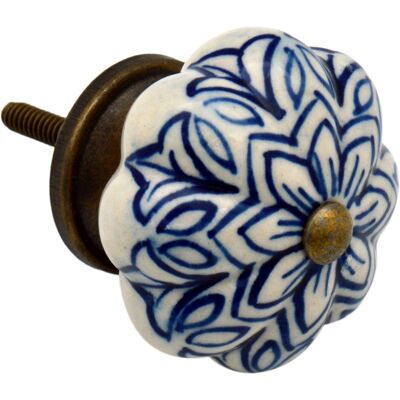 Pomo y tirador de puerta vintage de cerámica con diseño de flores de Nicola Spring - Azul oscuro