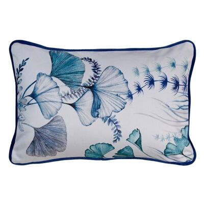 COUSSIN EN VELOURS DÉCORÉ DE FEUILLES BLEUES TS607056