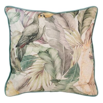 GREEN PARROT LINEN / POLYESTER CUSHION TS607063