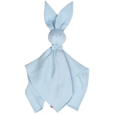 Handcrafted and customizable Rabbit soft toy, Blue, Made in France