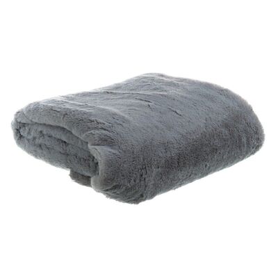 POLYESTER GRAY FUR BLANKET TS152459