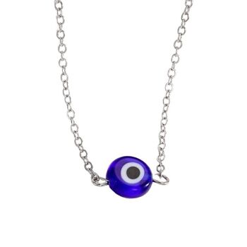 Petit pendentif mauvais œil avec chaîne en argent, bleu 3