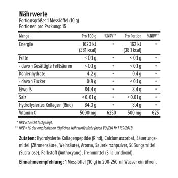 Hydrolysat de collagène Maxler, cerise, 150 g, collagène hydrolysé, avec vitamine C 2