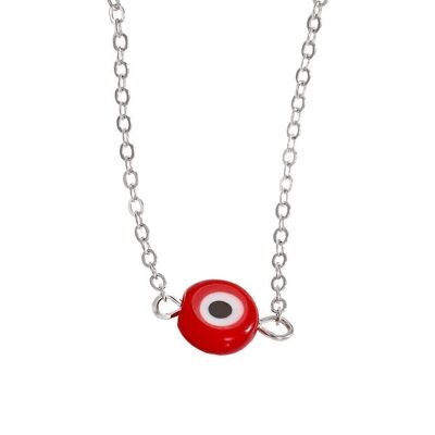 Evil Eye Tiny Pendant With Silver Chain, Red