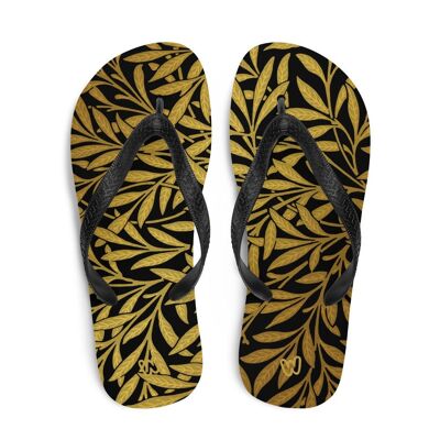 Leafs in Gold Flip Flops