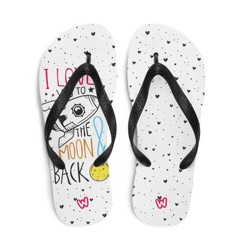 Love You to the Moon Flip Flops