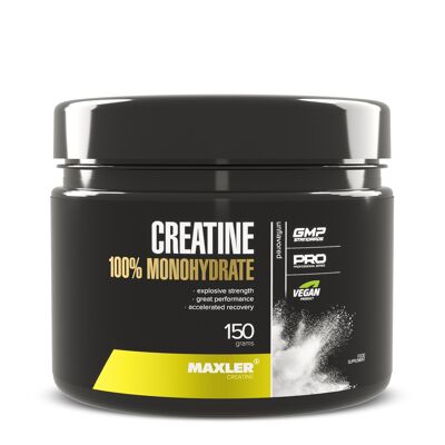 Maxler 100% monohidrato de creatina lata de 150 g, monohidrato de creatina, polvo de creatina, vegano, sin sabor