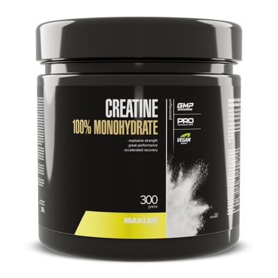 Maxler 100% monohidrato de creatina lata de 300 g, monohidrato de creatina, polvo de creatina, vegano, sin sabor