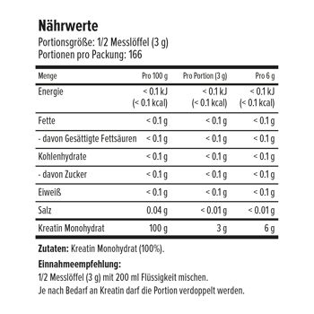 Maxler 100% monohydrate de créatine 500g, monohydrate de créatine, poudre de créatine, végétalien, sans goût 2