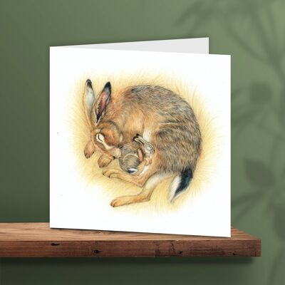 Hare Greeting Card, Recycled Paper, Animal Birthday Card, Birth Card, Illustrated Card, Cards, Easter