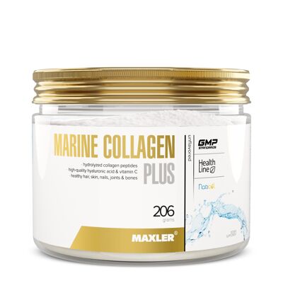 Maxler Marine Collagen Plus, 206g, NatiCol® collagene, con vitamina C e acido ialuronico, polvere di collagene